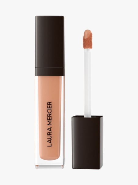 Laura Mercier Eye Basics Primer vial of peach eye primer on light gray background